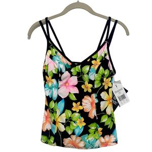 NWT Miraclesuit Hawaiian Floral Tankini Swimsuit Sz 10